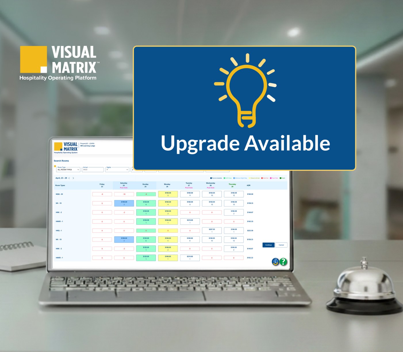 EasyBoost upgrade offer appearing automatically inside the Visual Matrix Cloud PMS reservation screen