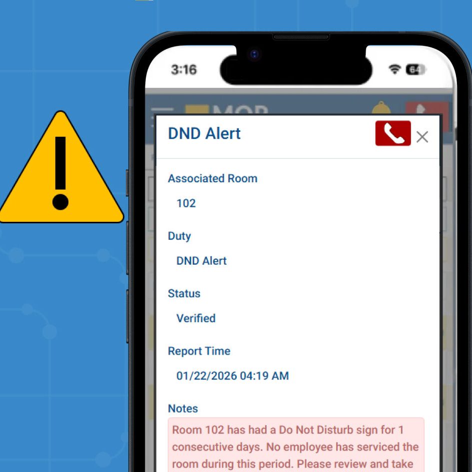 Hotel safety monitoring system triggering alerts when do-not-disturb patterns indicate potential risk